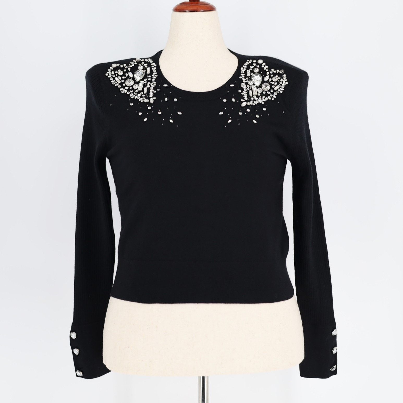 L'AGENCE L'AGENCE Women Rhinestone Cesca Luxury Sweater Size L Size L / US 10 / IT 46 - 5 Thumbnail
