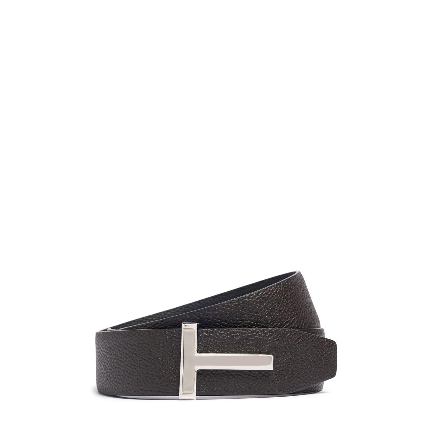 TOM FORD $790 Brown/Black Leather Insert Buckle 40mm T Belt