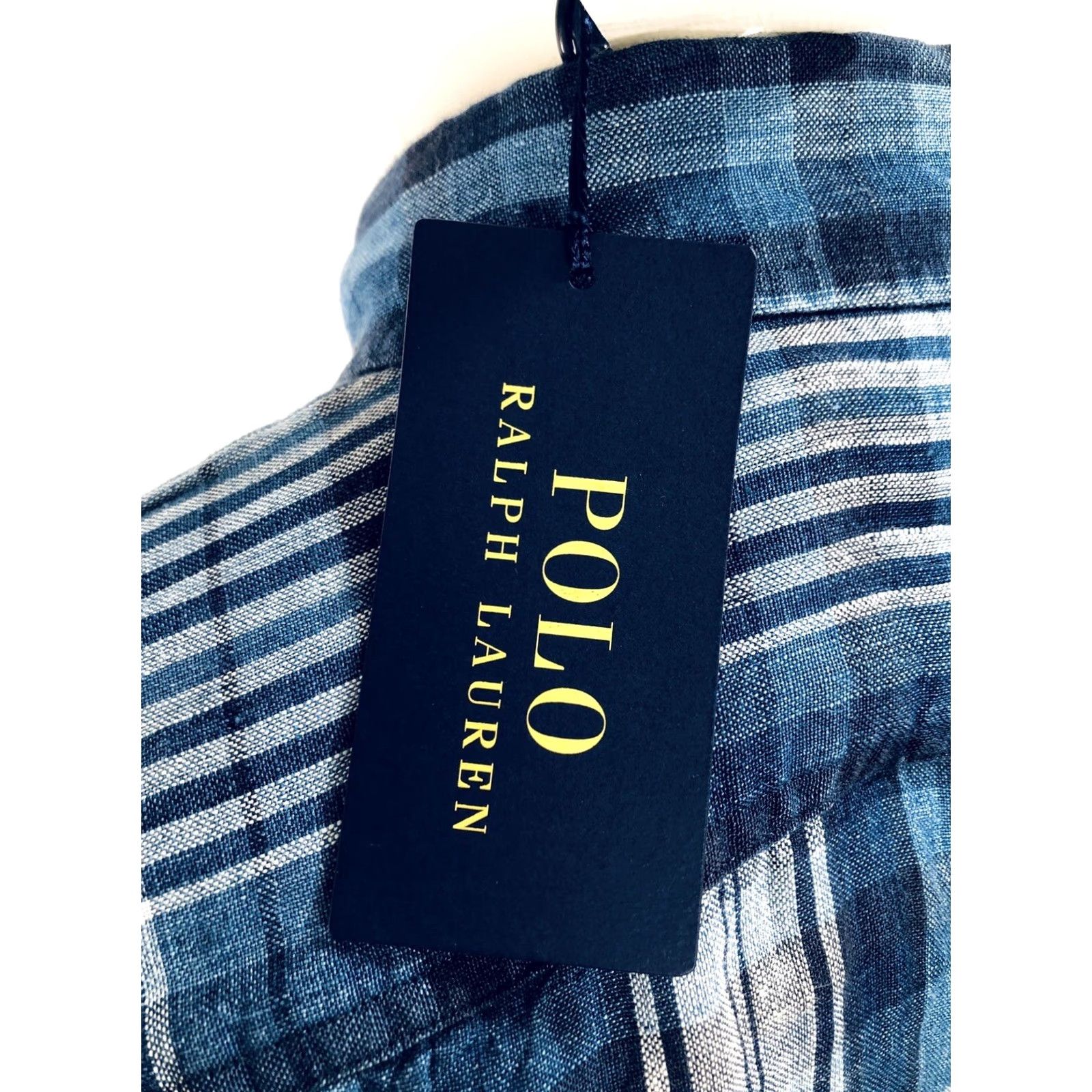 Polo Ralph Lauren POLO RALPH LAUREN - PLAID Shirt - Indigo Linen - Mens L - Blue - Button-Up - Long Sleeve - With Tags Size US L / EU 52-54 / 3 - 4 Thumbnail
