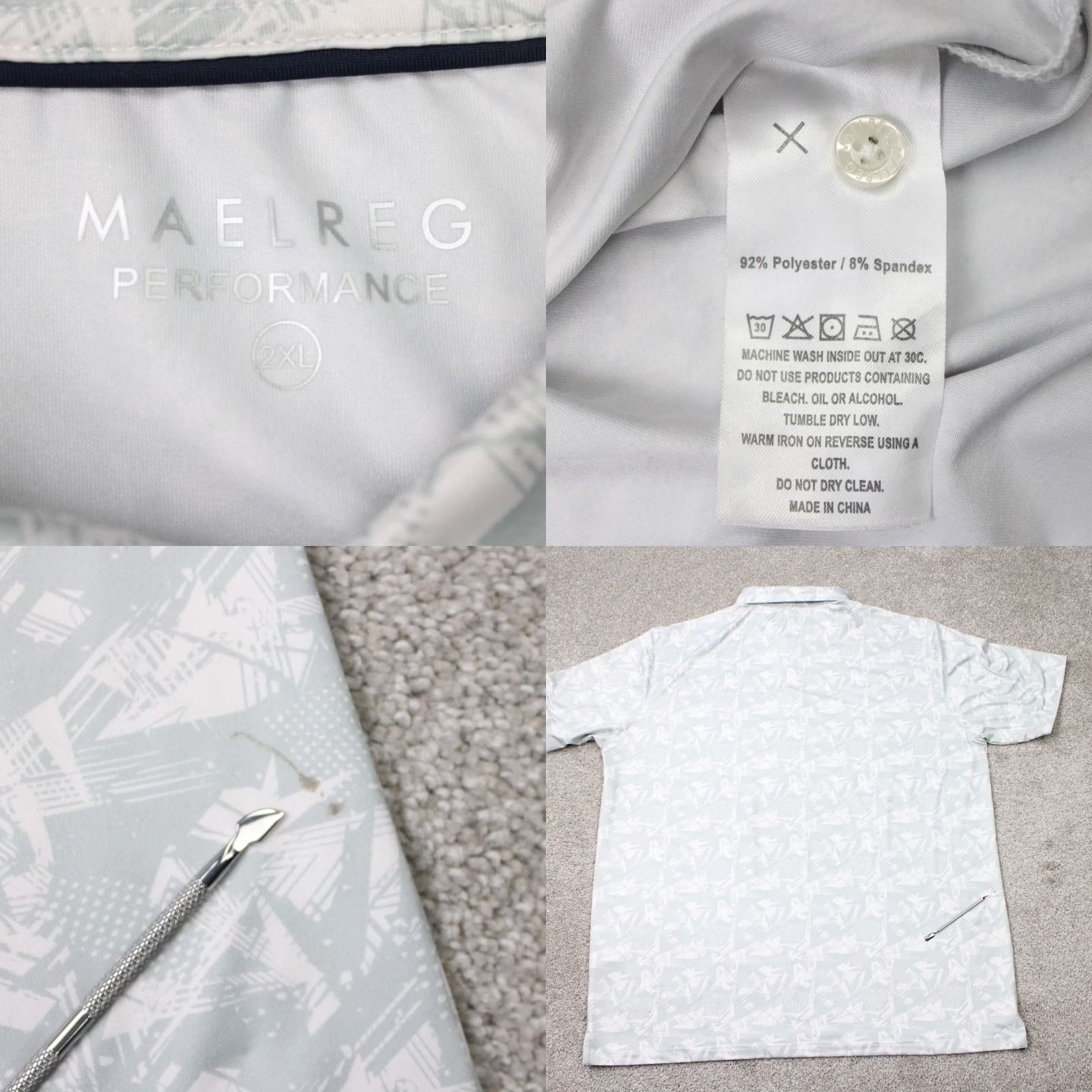 Vintage Maelreg Performance Polo Shirt Men 2XL XXL Gray Floral Stretch Short Sleeve Size US XXL / EU 58 / 5 - 8 Thumbnail