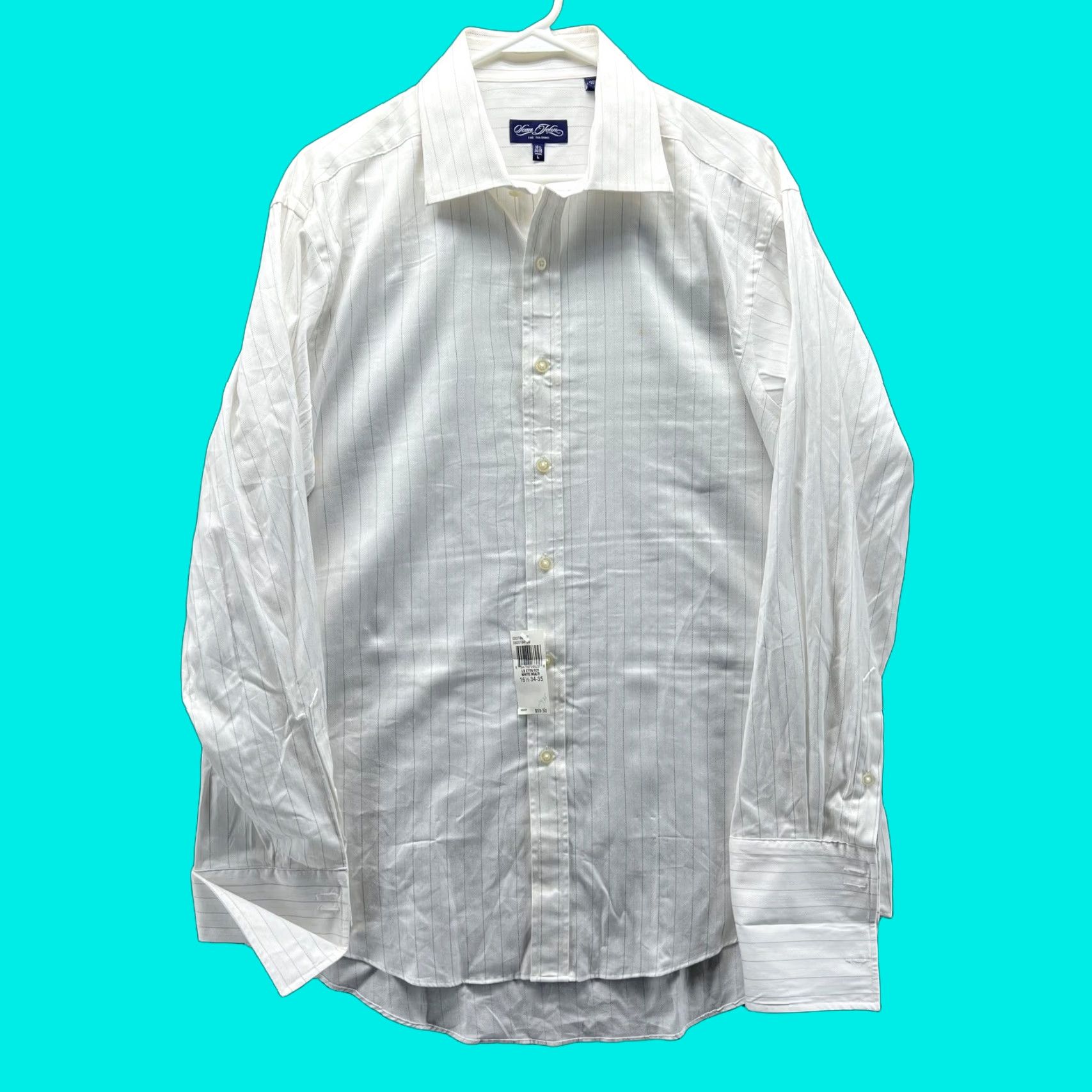 Sean John Sean John Dress Shirt Mens 16.5 34/35 White Stripe 100% Cotton Long Sleeve Mens 16.5 Neck 34/35 Sleeve Shirt Dress Shirt Mens Regular White Stripe 90s Size 46R - 1 Thumbnail