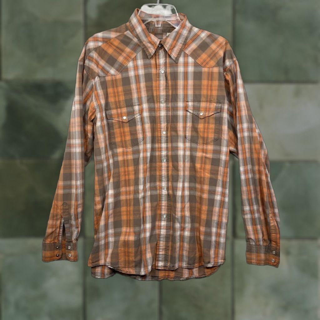 Wrangler Wrangler Shirt Mens XL Long Sleeve Plaid Button-Down Western Casual Multicolor Cotton Denim Pattern 90s Theme Mens Size US XL / EU 56 / 4 - 1 Thumbnail