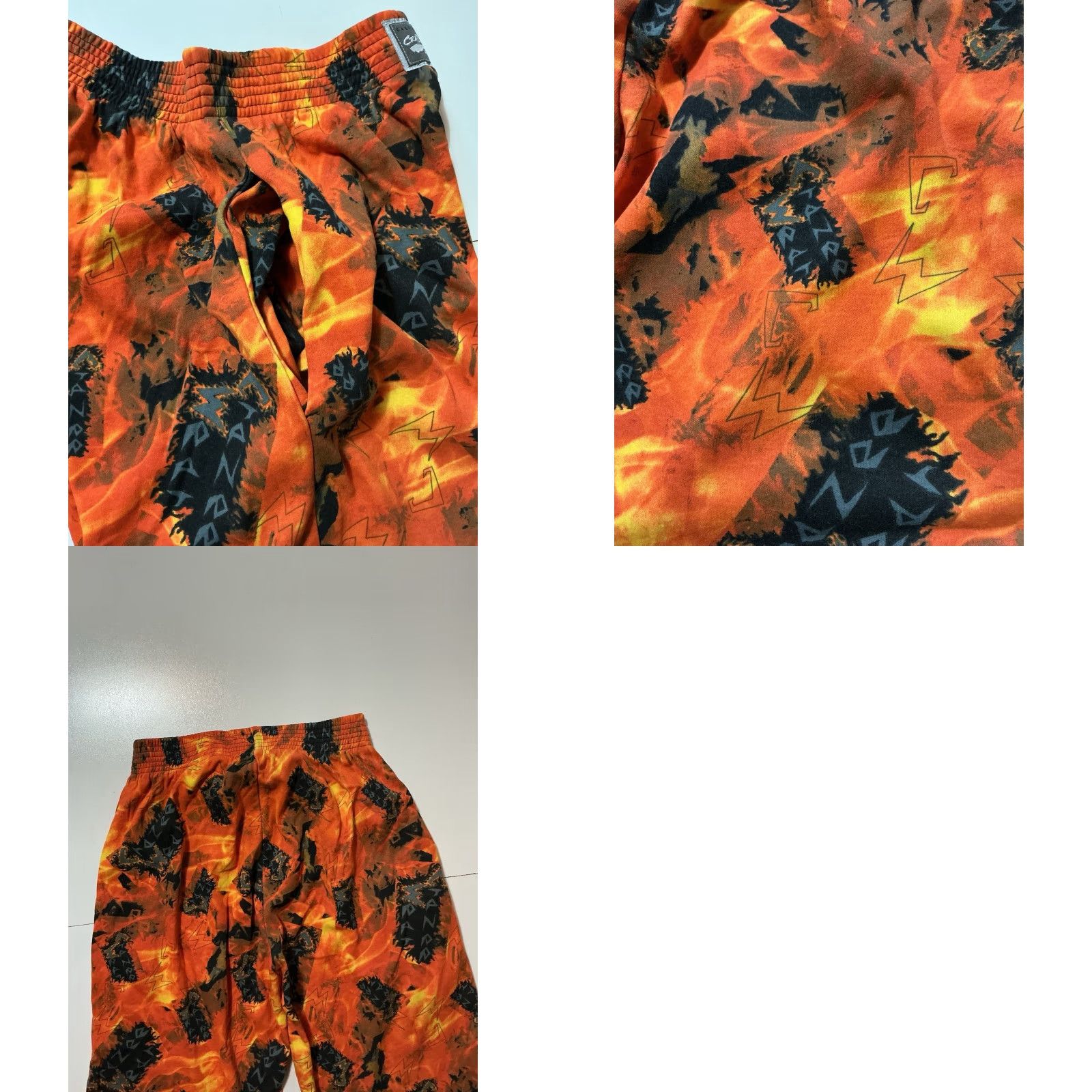 Vintage VINTAGE California Crazee Wear Orange Flames Fire AOP Muscle Beach Shorts S Mens Size US 29 - 8 Thumbnail