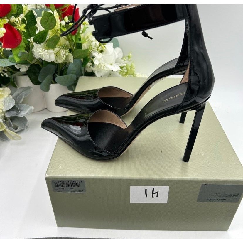 Tom Ford Tom Ford Black Patent Leather ankle tie 105mm pumps size 41 Size US 11 / IT 41 - 8 Thumbnail