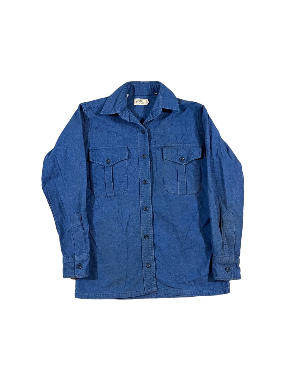 L.L. Bean Vintage 70s LL Bean Script Chamois Cloth Shirt Blue 10 Size M / US 6-8 / IT 42-44 - 1 Thumbnail