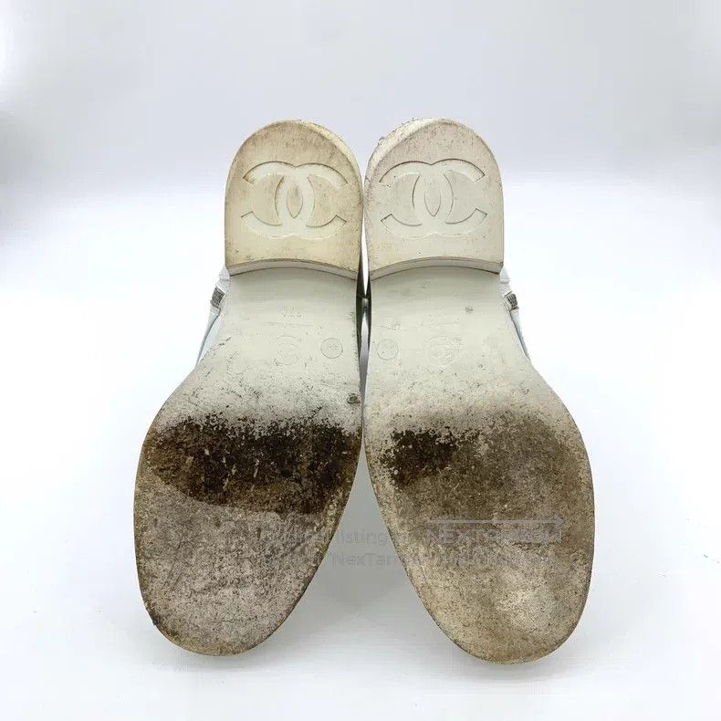 Chanel Chanel White logo lace-up casual flat mid-length boots Size US 6.5 / IT 36.5 - 5 Thumbnail