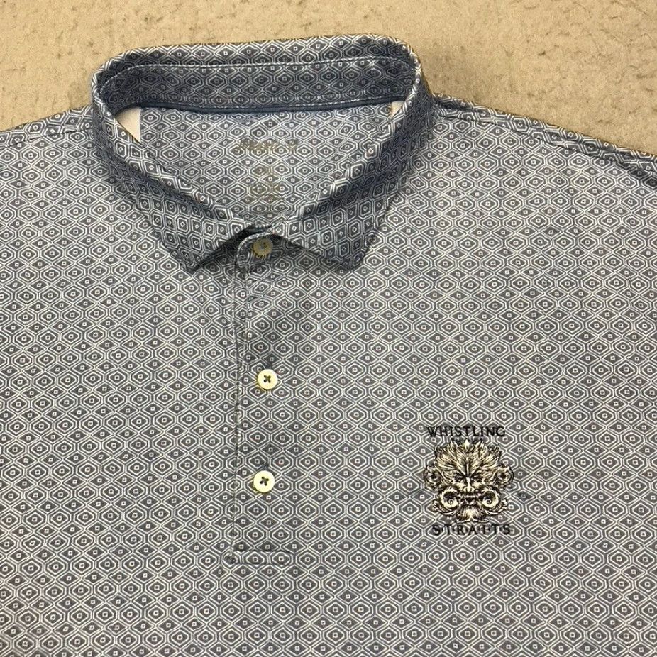 johnnie-O johnnie-O Whistling Straits Golf Polo Shirt Mens 2XL Blue Abstract Adler Geometric Short Sleeve Polo Shirt Size US XXL / EU 58 / 5 - 2 Thumbnail