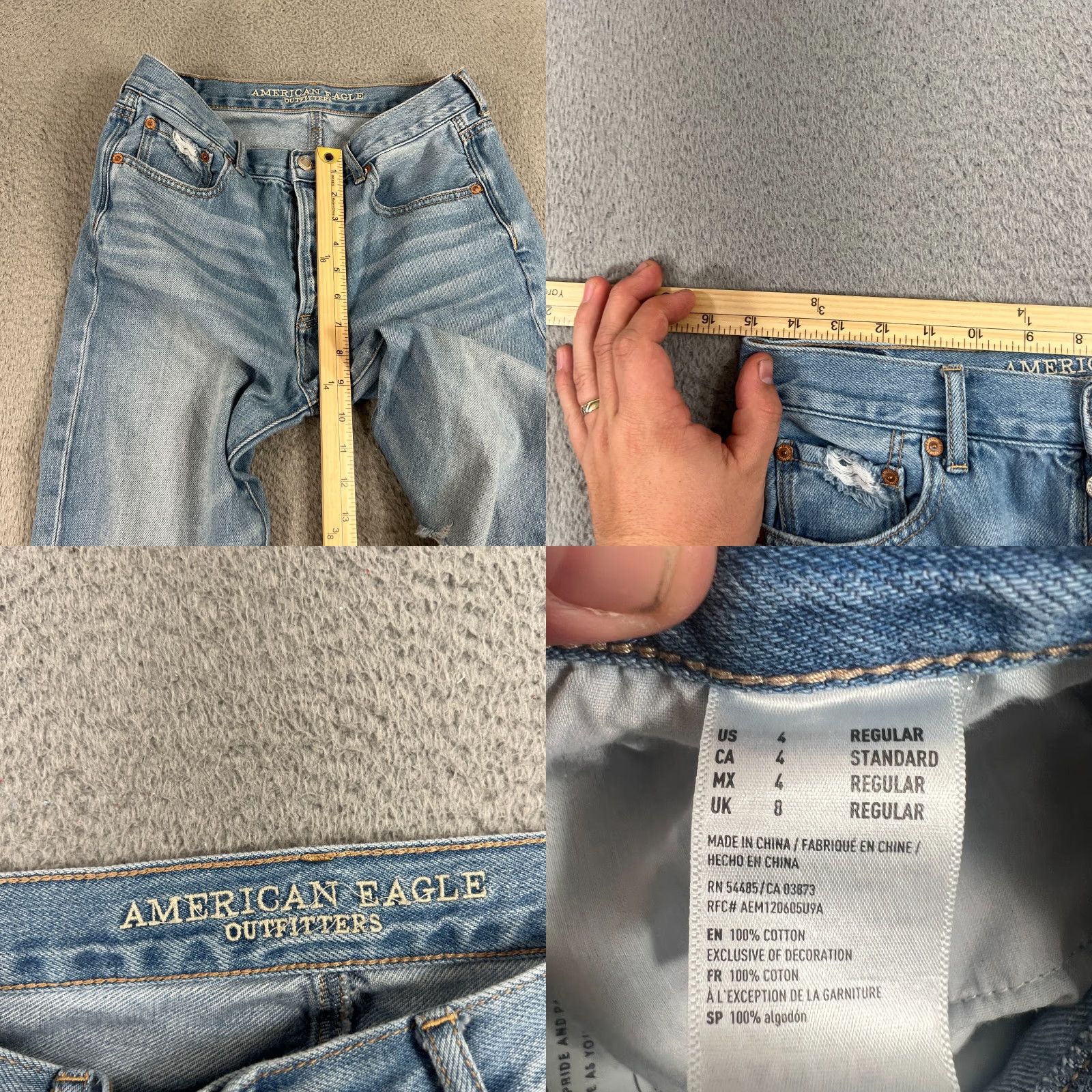 American Eagle Outfitters AMERICAN EAGLE OUTFITTERS Light Wash Hi Rise Girlfriend Jeans Womens 4 Blue Cotton Size 27" / US 4 / IT 40 - 8 Thumbnail