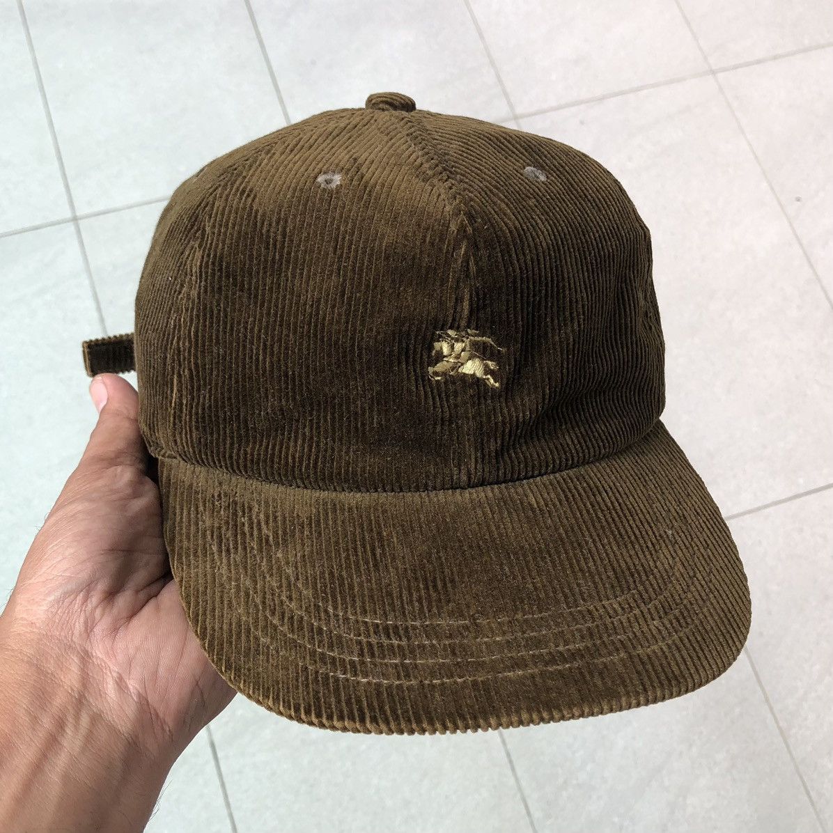 Burberry Burberry London Corduroy Embroidery Logo Adjustable Cap Size ONE SIZE - 1 Thumbnail