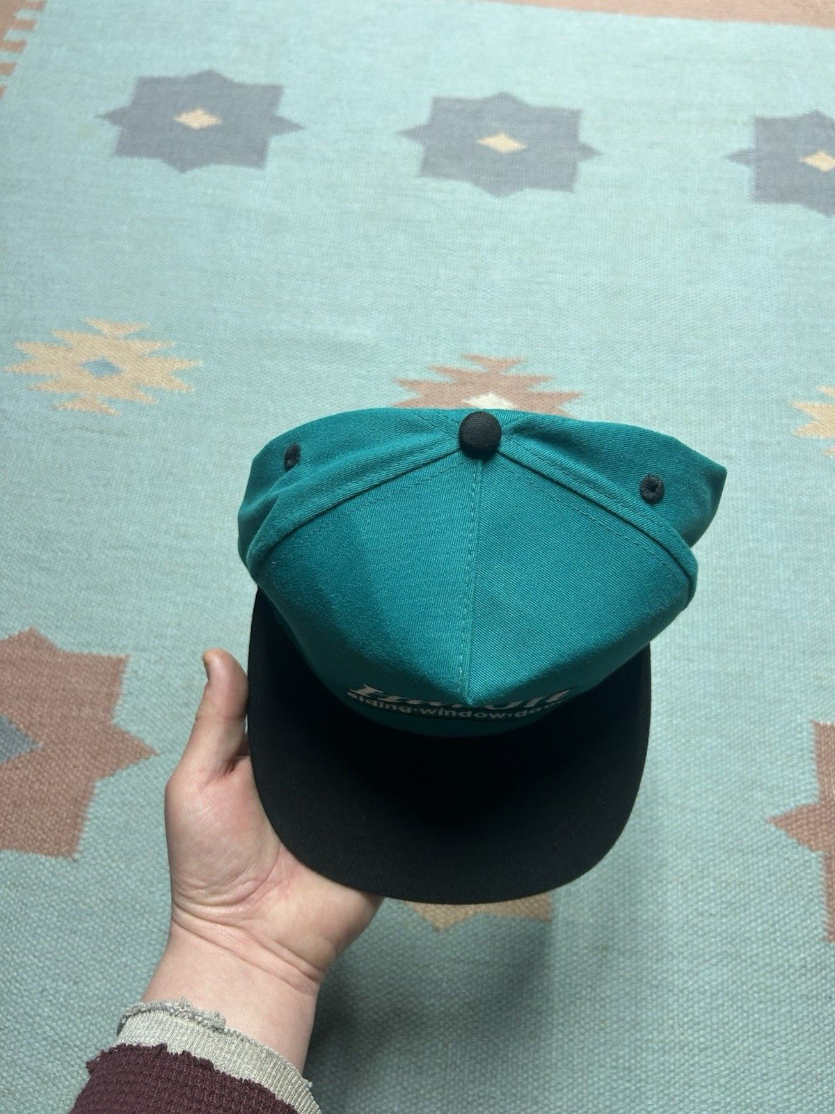 Vintage Vintage SnapBack hat Huron siding window door Michigan teal Size ONE SIZE - 3 Thumbnail