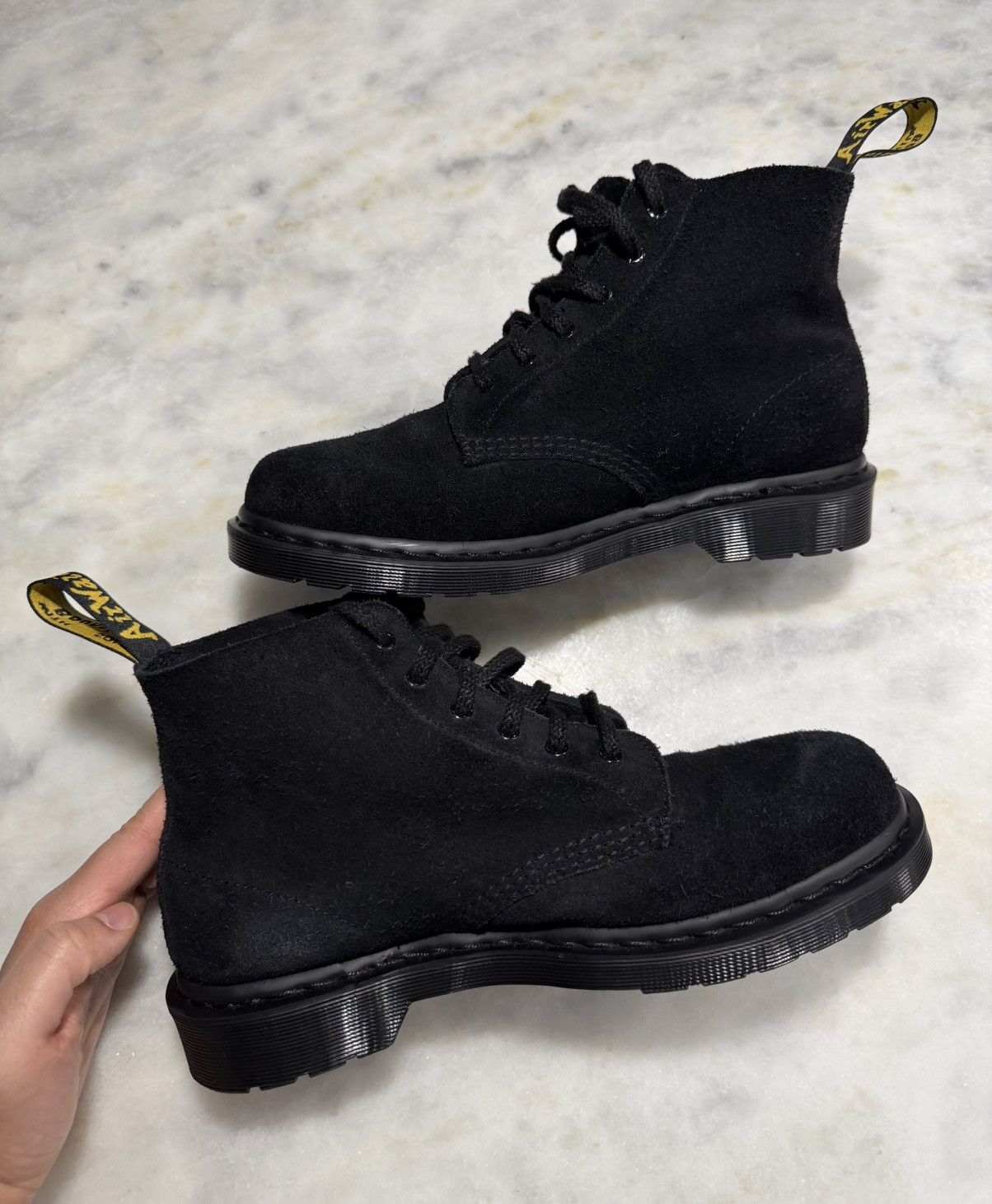 Dr. Martens Dr. Martens, 101 Mono Lace-Up Boot(Men)BlackSuedeBootsSize10 Size US 10 / EU 43 - 7 Thumbnail