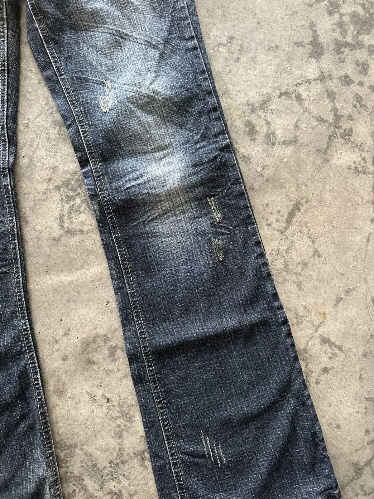If Six Was Nine Y2K Japanese Whisker Wash Flared Jeans Size 33" - 9 Thumbnail