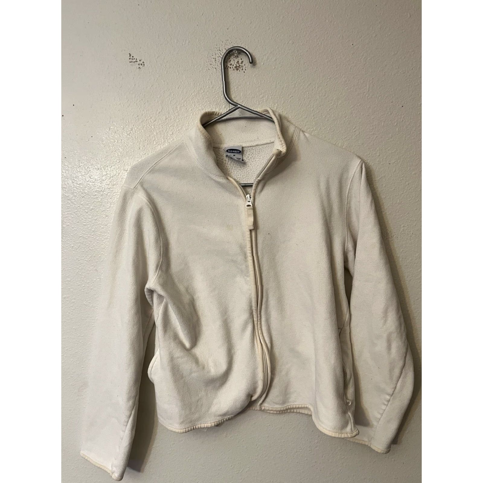 Old Navy Old Navy Women's Medium Lightweight Ivory Fleece Full Zip Jacket Size M / US 6-8 / IT 42-44 - 2 Thumbnail