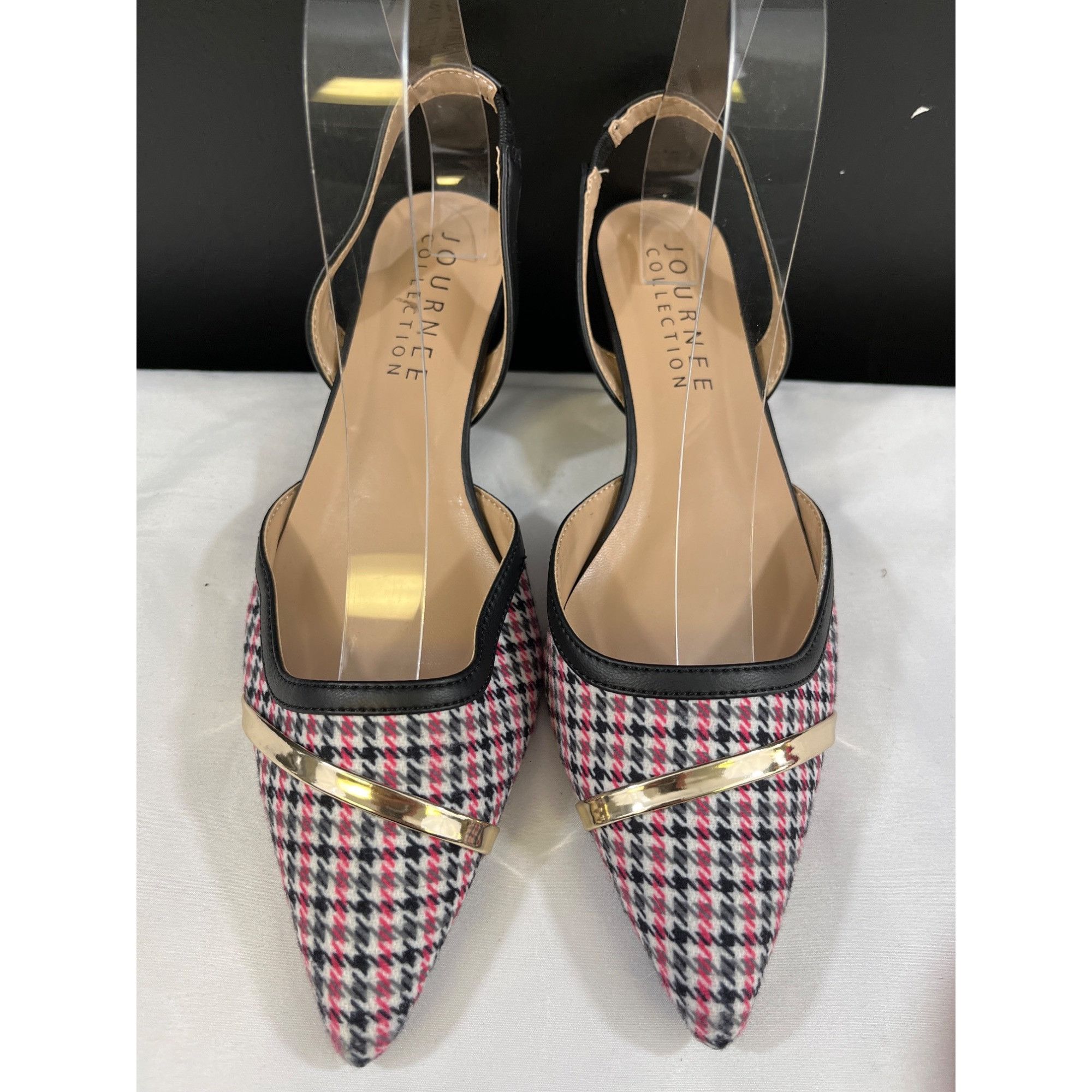 Other Journee Collection Womens Black & Pink Houndstooth Heels Sz Size US 8 / IT 38 - 1 Thumbnail