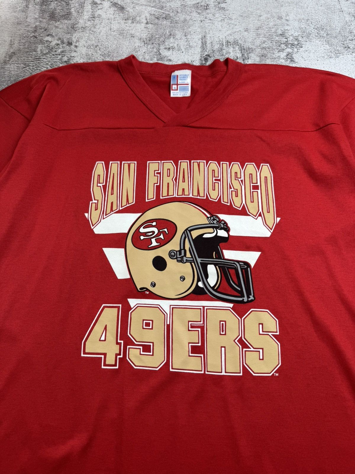 NFL San Francisco USA 80s NFL 49Ers Vintage Men’s XL Red Cotton T Shirt Tee Jersey Size US XL / EU 56 / 4 - 5 Thumbnail