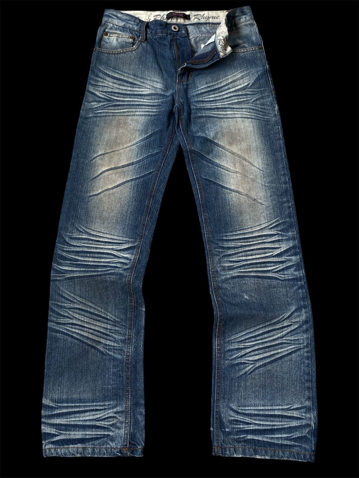 Japanese Brand 🔥BINDING NOW❗️Rhyme Jeans Whiskered Denim Size US 30 / EU 46 - 1 Thumbnail