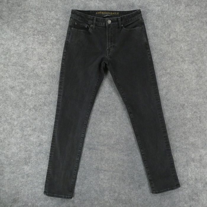 American Eagle Skinny Jeans Mens Size 29 x 32 Black Extreme Flex 4  Distressed