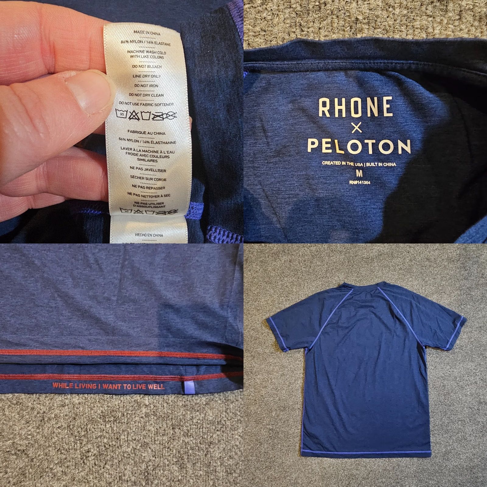 Rhone Rhone Shirt Mens Medium Blue Peloton Performance Short Sleeve Stretch Workout Shirt Size US M / EU 48-50 / 2 - 8 Thumbnail