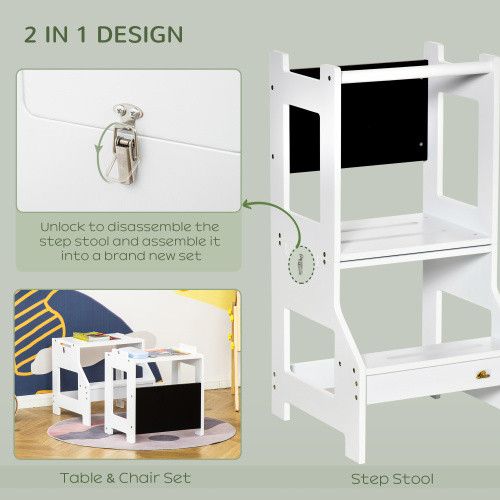 Designer × Homemade Kids Kitchen Step Stool, 2 in 1 Kitchen Table Set Toddler St Size US L / EU 52-54 / 3 - 4 Thumbnail