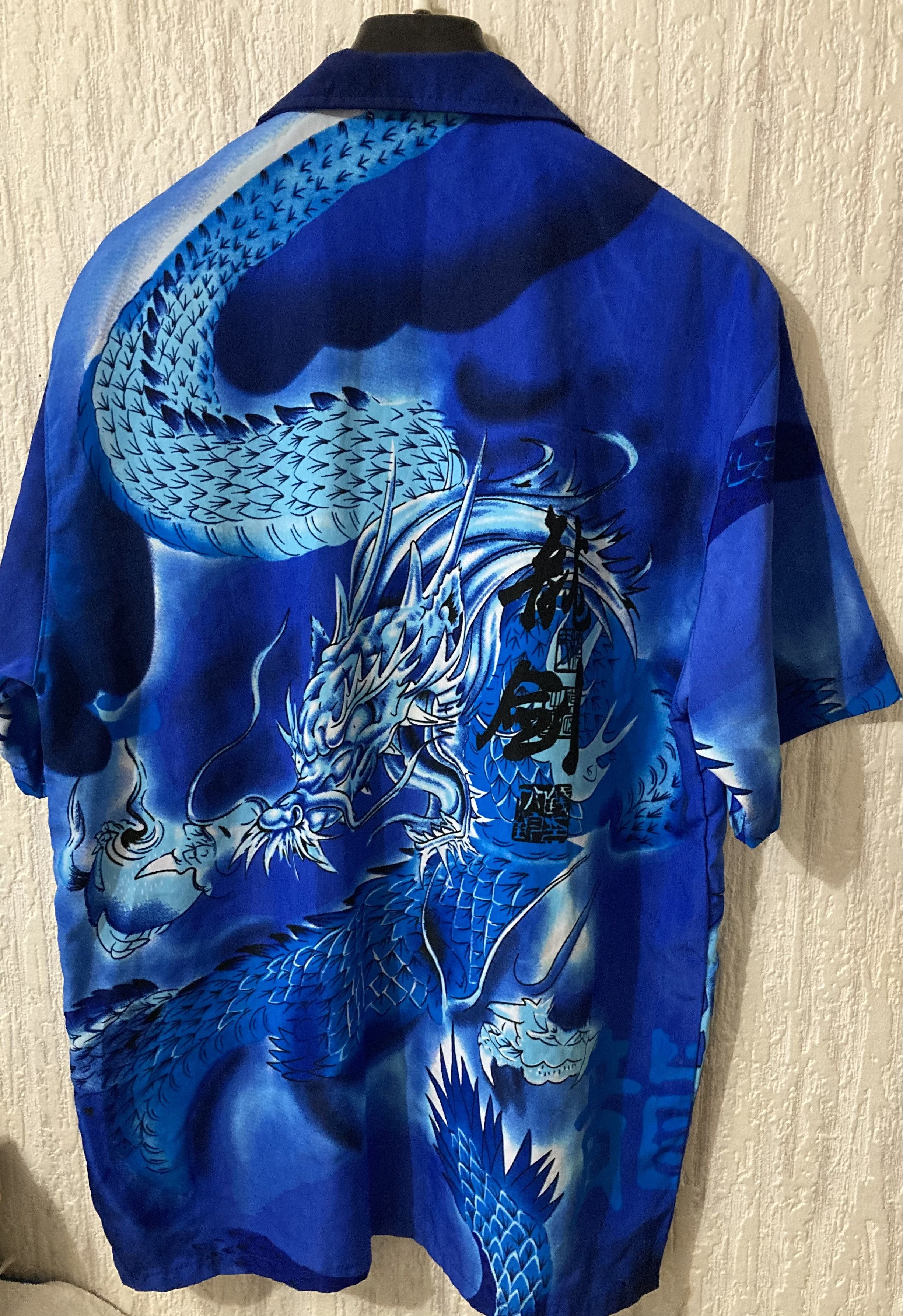 Anime × Japanese Brand × Vintage Y2K Japanese Dragon Button Up full print shirt Anime Size US L / EU 52-54 / 3 - 6 Thumbnail
