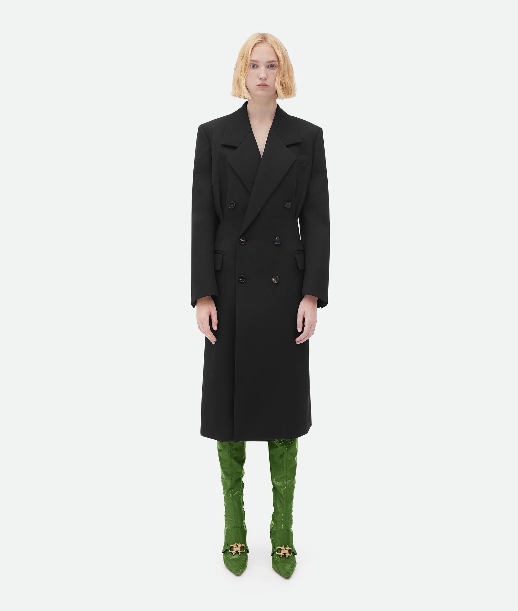 Bottega Veneta o1n1vont0125 Compact Wool Coat in Black Size XS / US 0-2 / IT 36-38 - 1 Thumbnail
