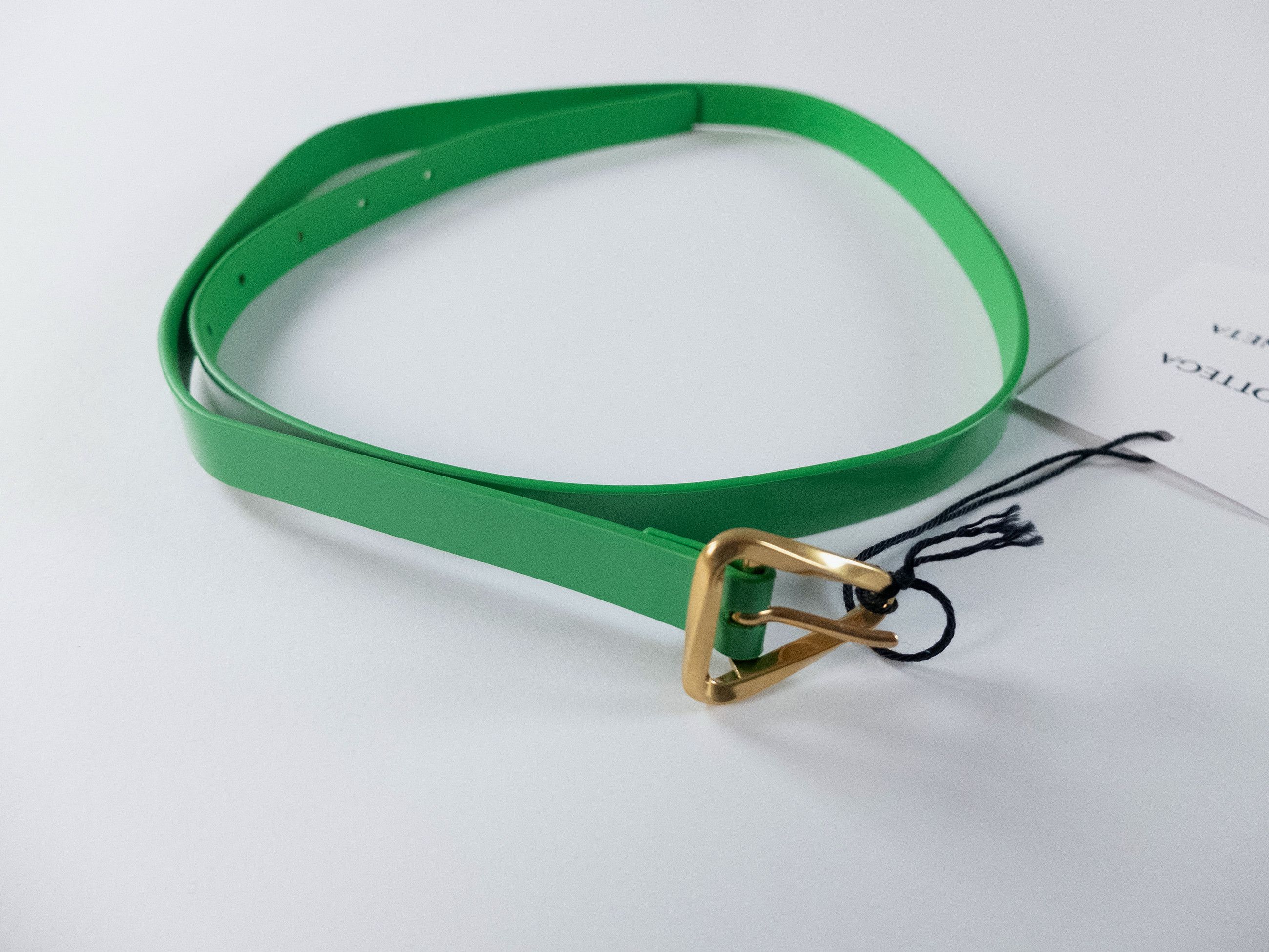Bottega Veneta BOTTEGA VENETA Grasp green & gold triangle leather belt 90 Size ONE SIZE - 3 Thumbnail