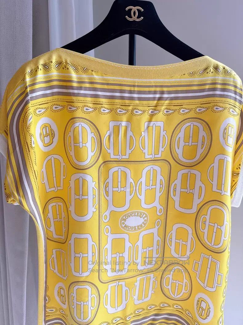 Hermes Hermes Silk Printed and Knit Paneling Top Size XS / US 0-2 / IT 36-38 - 2 Thumbnail