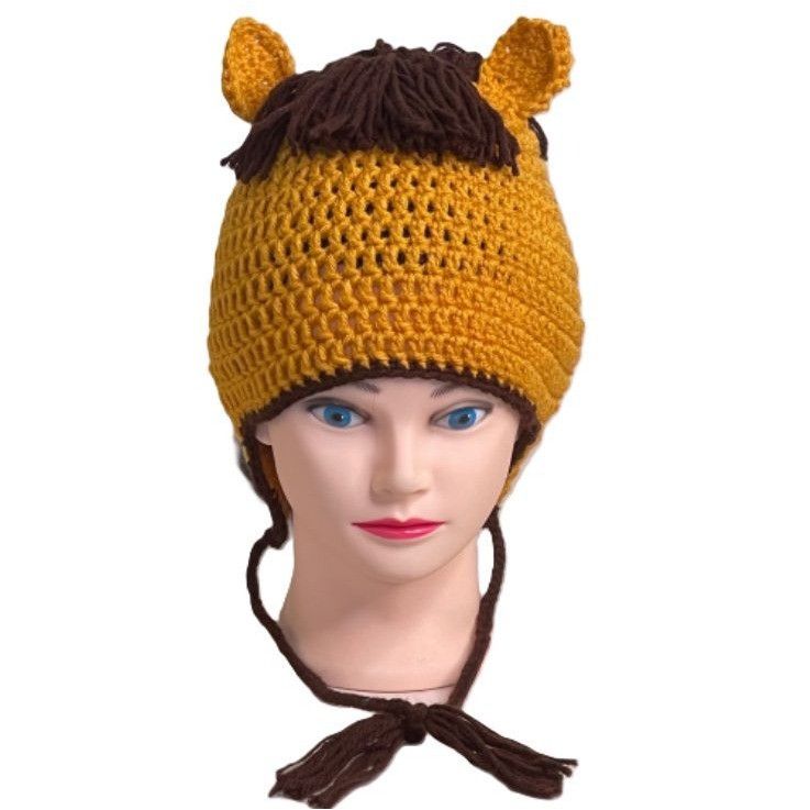 Handmade Crochet Buckskin Horse Hat Handmade New Size ONE SIZE - 6 Thumbnail