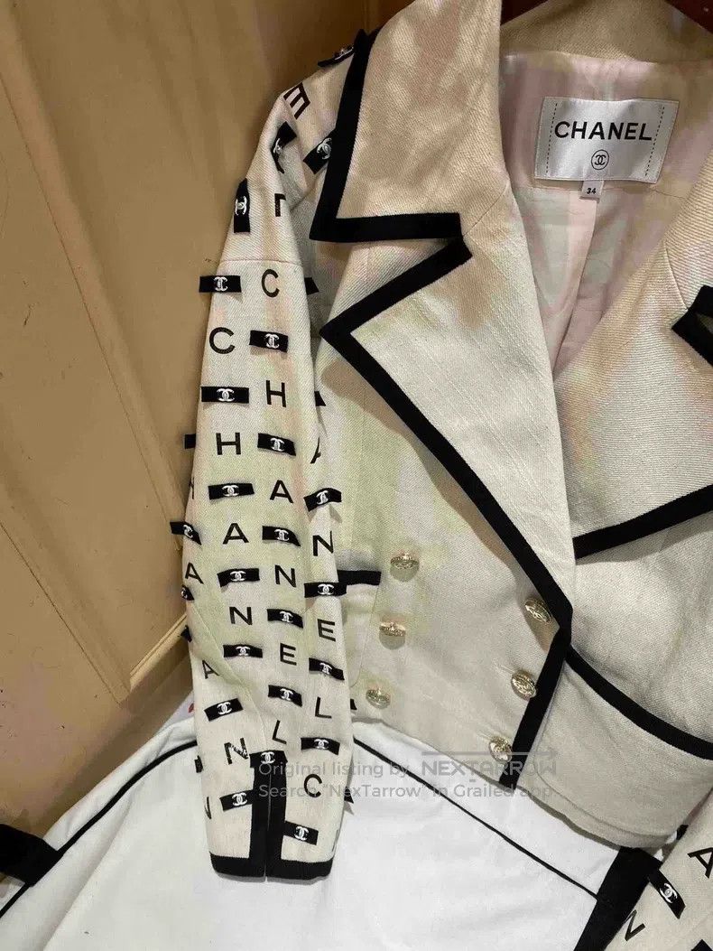 Chanel Chanel 21s black and white bow letter double-breasted jack Size XXS / US 00 / IT 34 - 4 Thumbnail