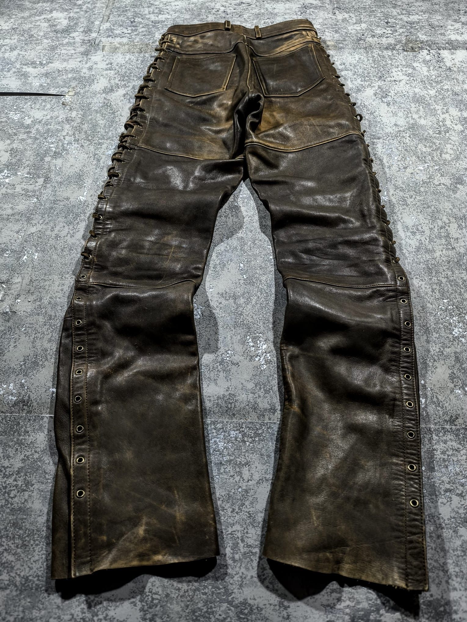 Japanese Brand Vtg Kmrii Type String Faded Distressed Western Leather Pants Size US 28 / EU 44 - 4 Thumbnail