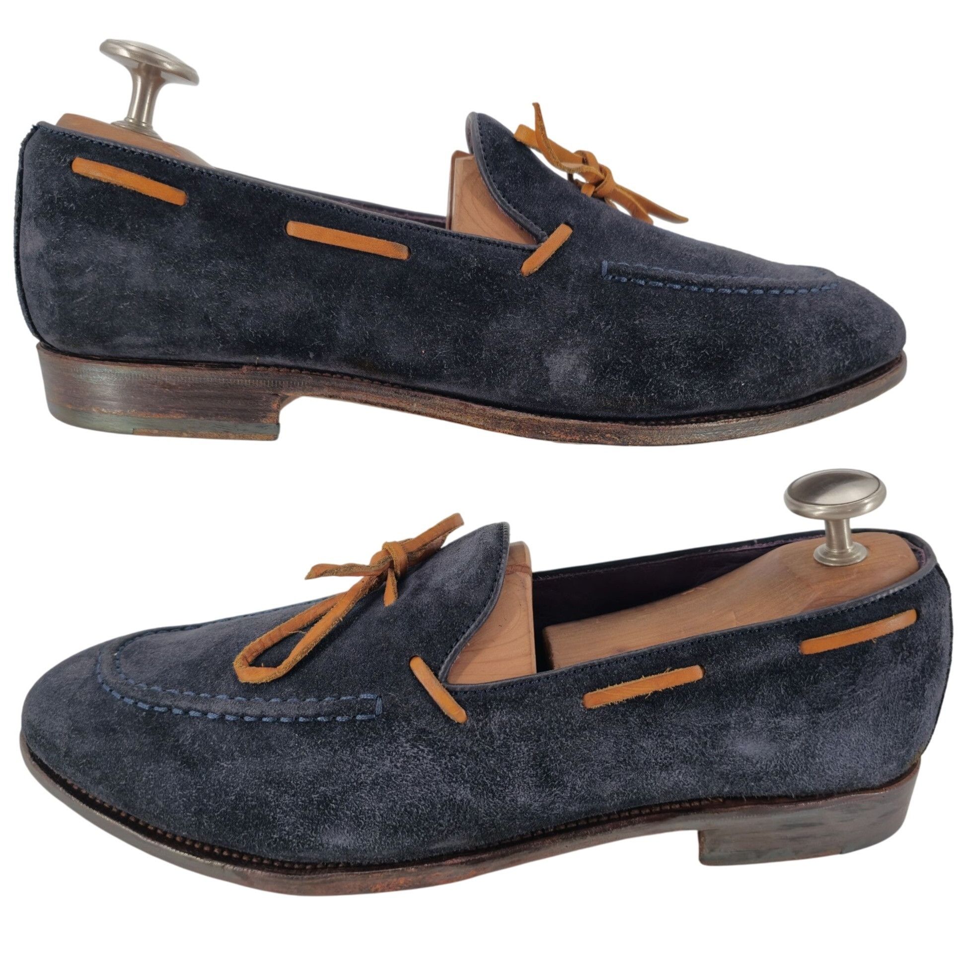 Carmina Carmina Shoemaker Mens 10 Navy Blue Suede Dress Shoes Loafer Size US 10 / EU 43 - 5 Thumbnail