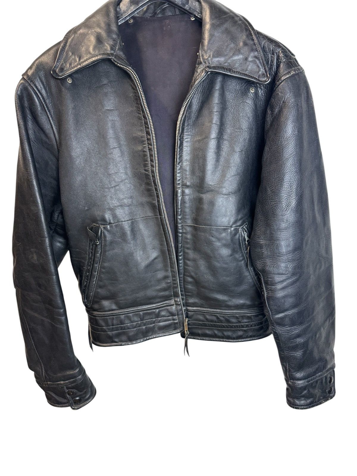 Vintage Rare 40's "Star Glove" Cal Crown Zips Leather Jacket 40 US Size US L / EU 52-54 / 3 - 1 Thumbnail