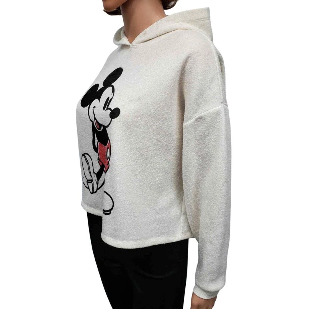 Disney Disney Mickey Mouse Hoodie Fleece Sweatshirt Hooded Cropped Size XS / US 0-2 / IT 36-38 - 5 Thumbnail