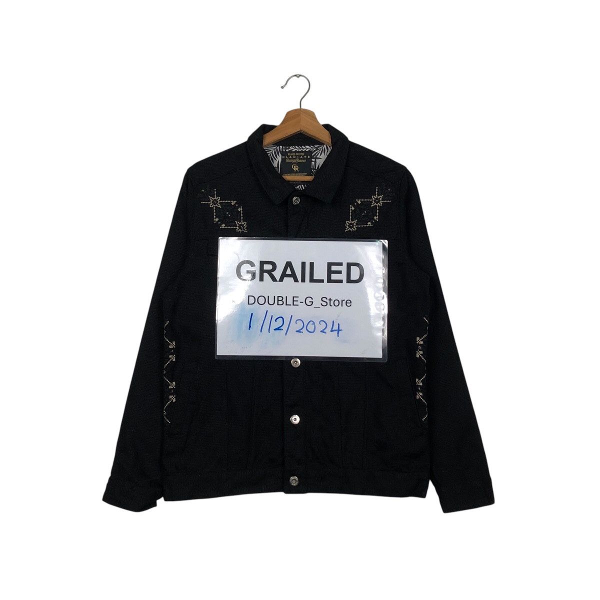 Hysteric Glamour 📌Cropped Biker Jacket Gladiate Black & Gold Design Cargo Size US M / EU 48-50 / 2 - 1 Thumbnail