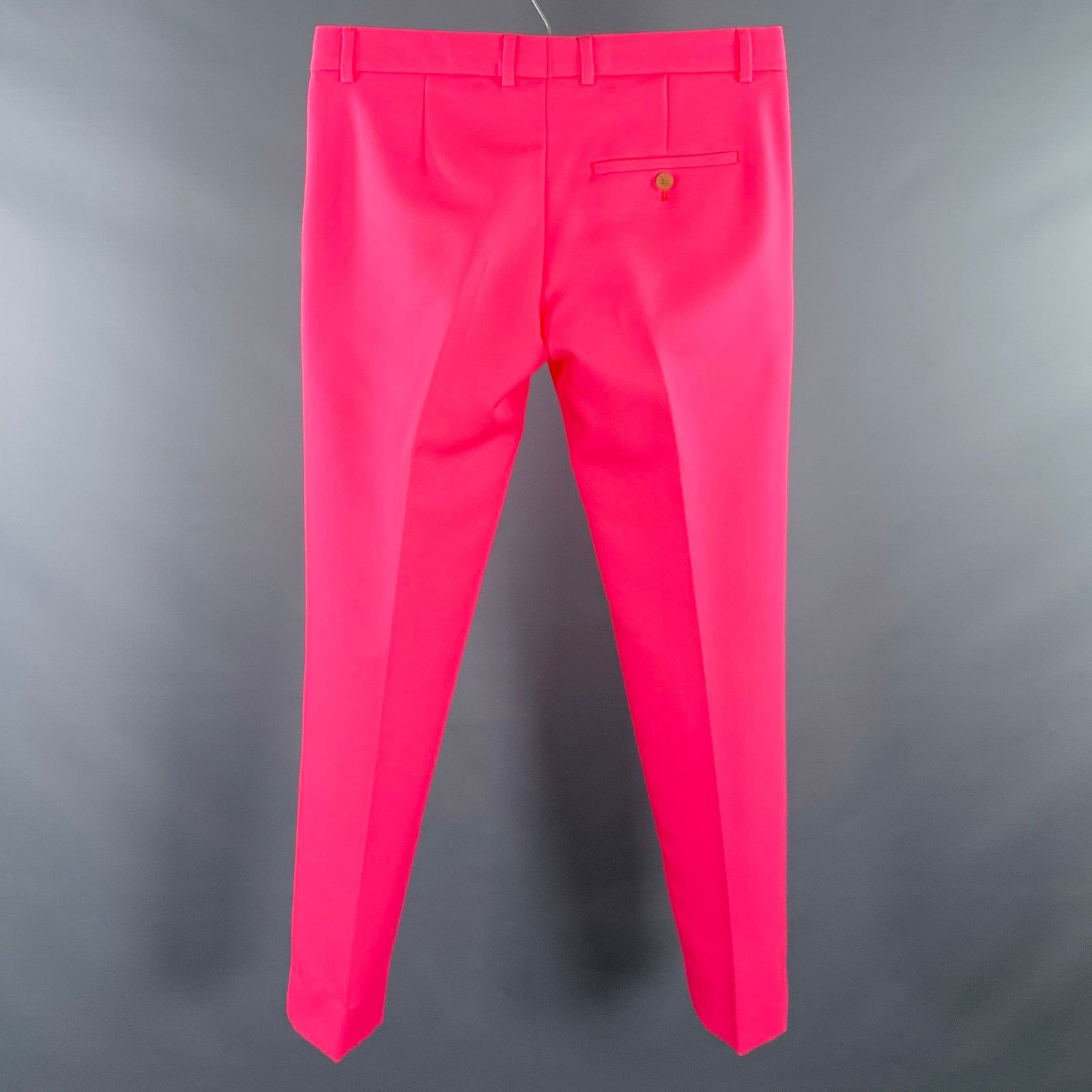 Walter Van Beirendonck Size 32 Pink Fuchsia Polyester Flat Front Dress Pants Size US 32 / EU 48 - 2 Thumbnail