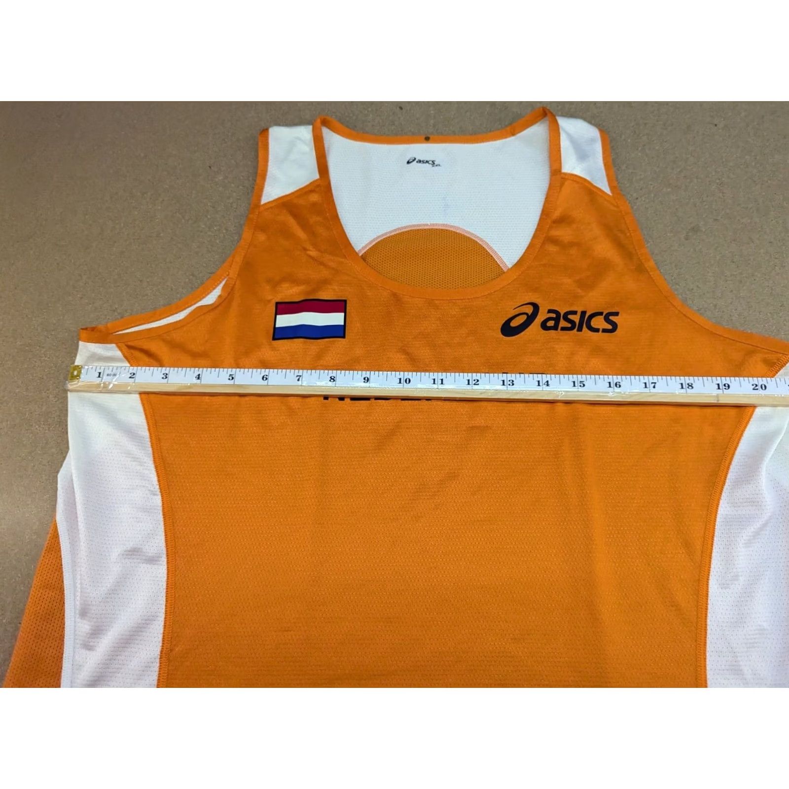 Asics ASICS Team Netherlands Running Jersey Vest 2XL Adult Mens Orange Sleeveless Mock Neck Jersey Athletic Lightweight Quick Dry Packable Sports Shirt Size US XXL / EU 58 / 5 - 6 Thumbnail