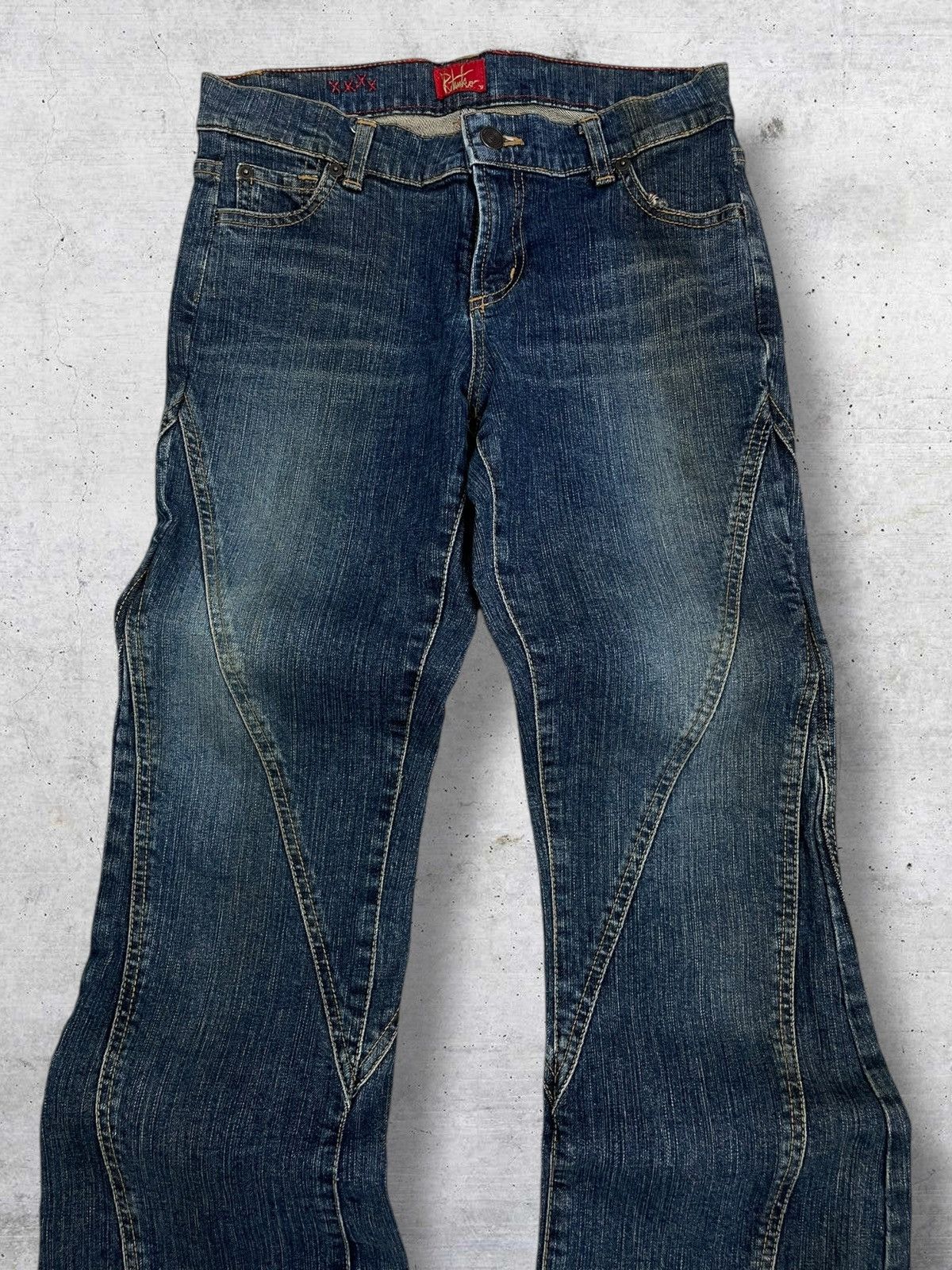 Tornado Mart RITSUKO SHIRAHAMA 1990S JAPAN DESIGNER FLARED DISTRESS DENIM Size US 28 / EU 44 - 5 Thumbnail