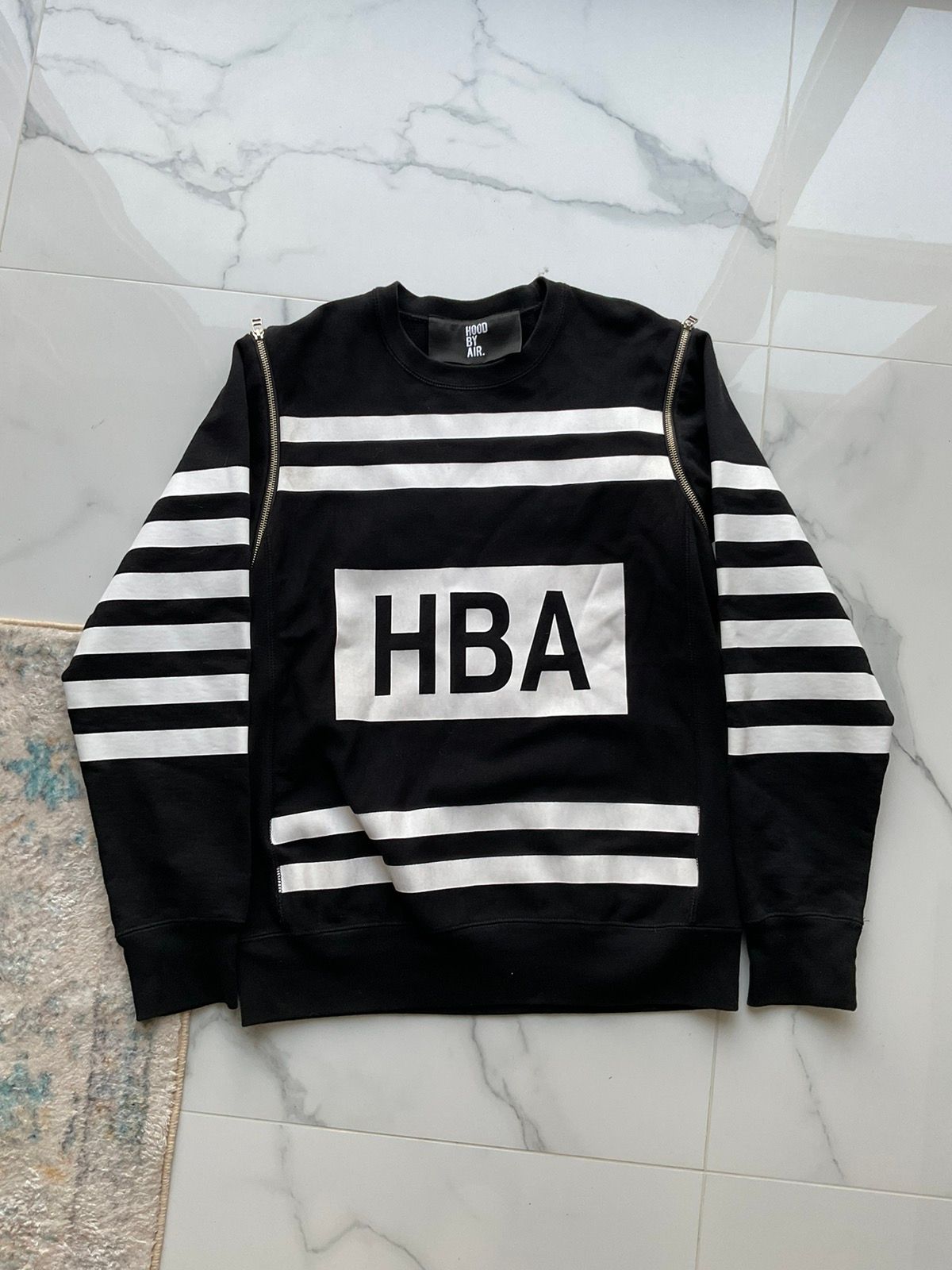 Pre-owned Hood By Air Striped Detachable Arm Sweater In Black