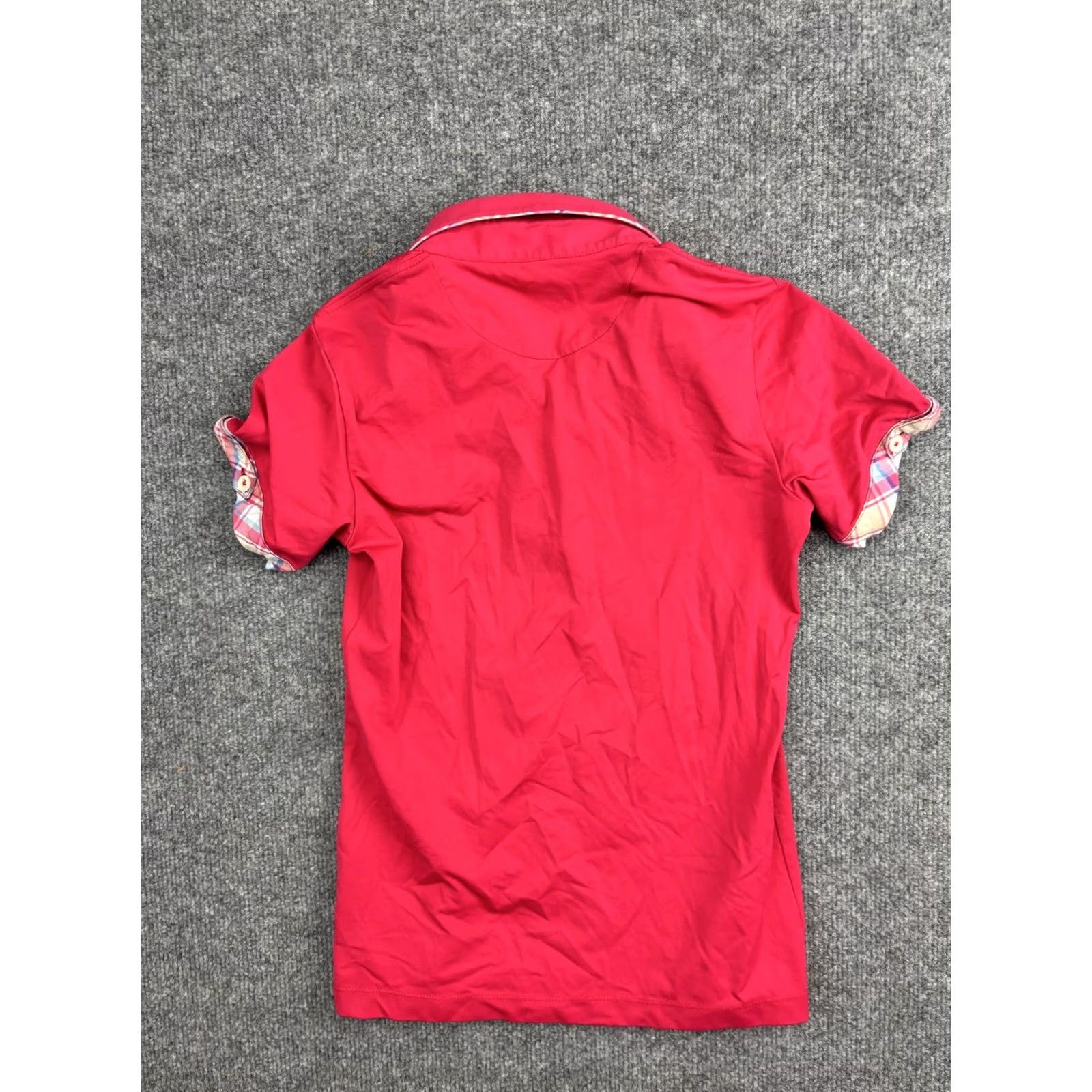 Vintage VINTAGE Animo Polo Shirt Womens XS Red Plaid Trim Rhinestone Logo Made Italy Size S / US 4 / IT 40 - 7 Thumbnail
