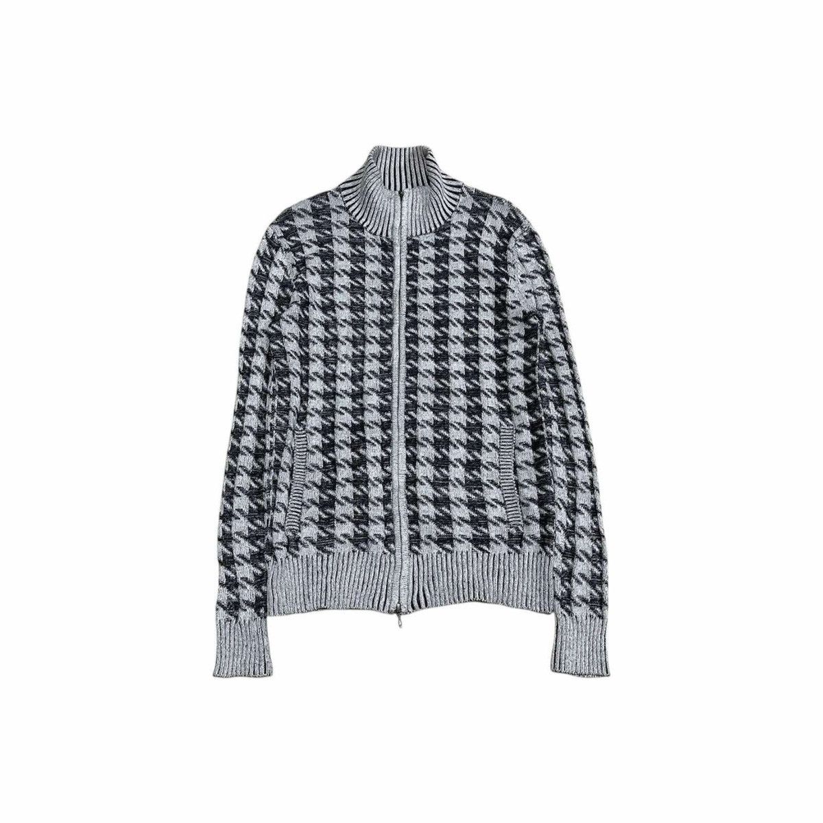 If Six Was Nine × Japanese Brand × Le Grande Bleu (L.G.B.) 🔥Sick Y2K Fuga Ribbed Knit Jacket Zip Houndstooth Jacquard Size US M / EU 48-50 / 2 - 2 Thumbnail