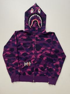 BAPE Ultimate Crazy Color Camo Shark Hoodie Red/Blue/Purple Men's - GB