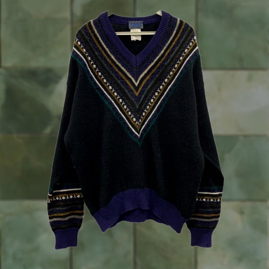 Kenzo Vtg KENZO HOMME Sweater XL V-Neck Fair Isle Alpaca Wool Italy Miss Deanna #226 Size US XL / EU 56 / 4 - 1 Thumbnail