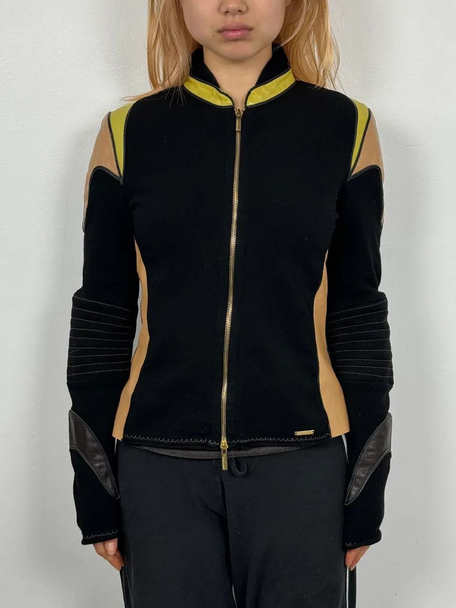 Roberto Cavalli SS2003 Roberto Cavalli Beige & Black Zip-up Jacket Size XS / US 0-2 / IT 36-38 - 2 Thumbnail