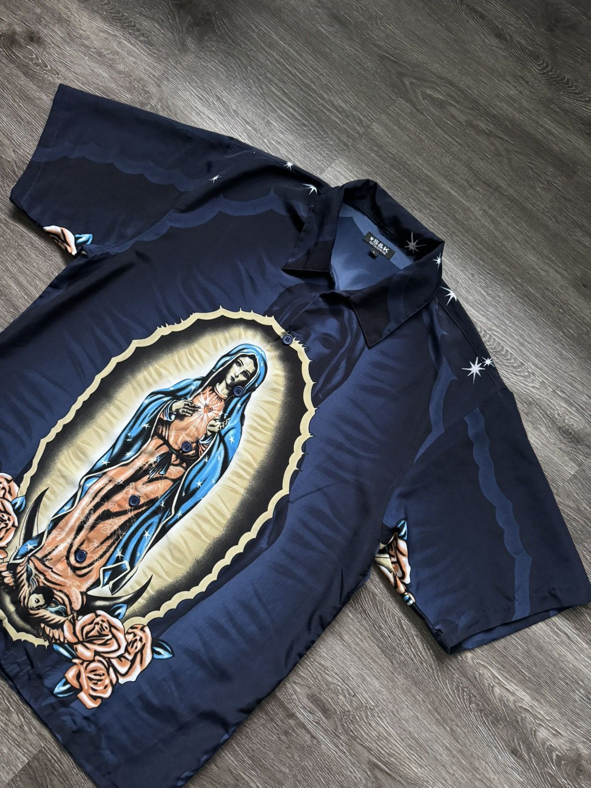 Virgin Mary / Virgen De Guadalupe Short Sleeve Button Up