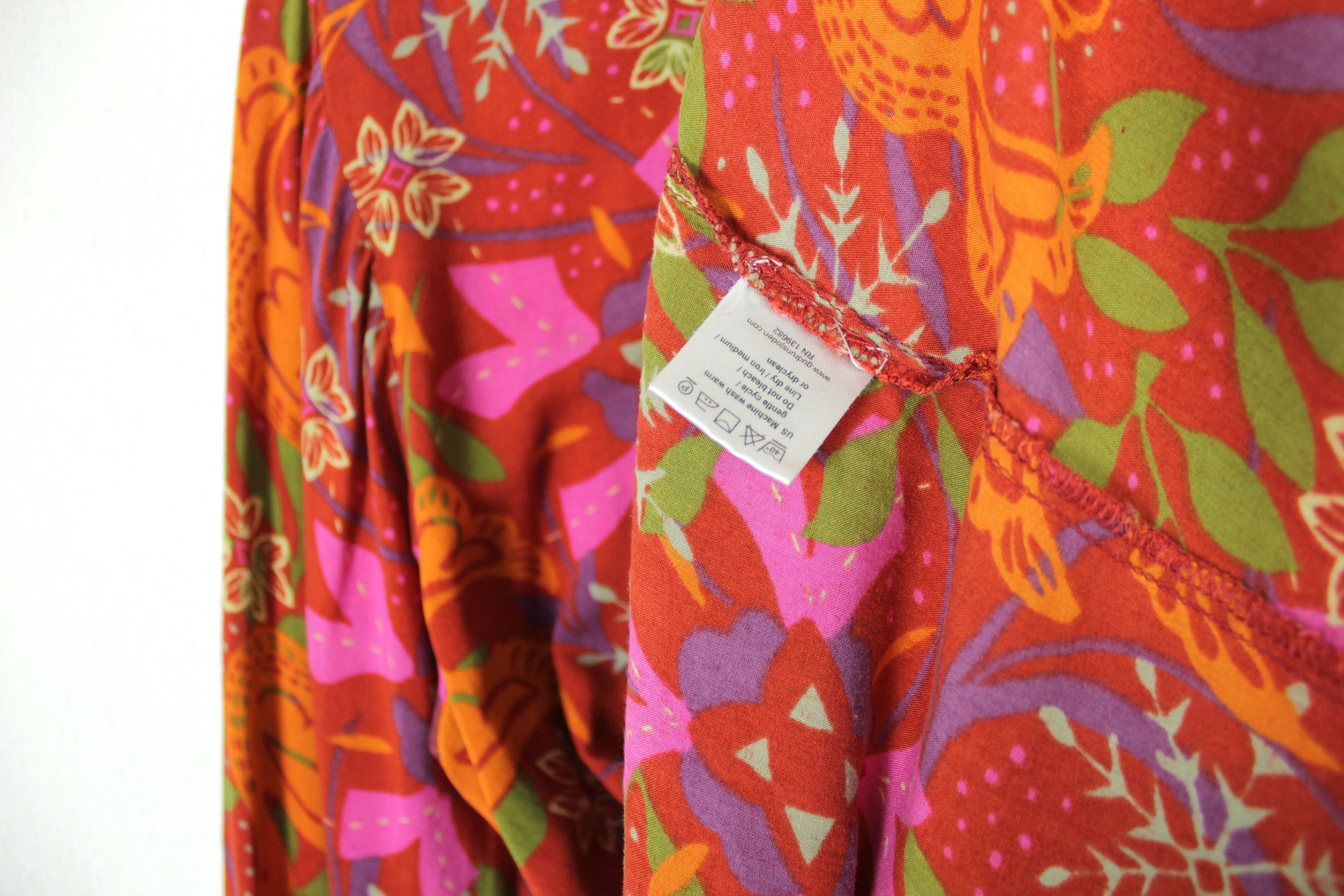 Japanese Brand Gudrun Sjoden Avant Garde Y2K Batik Floral Blouse Dress NZ Size M / US 6-8 / IT 42-44 - 6 Thumbnail