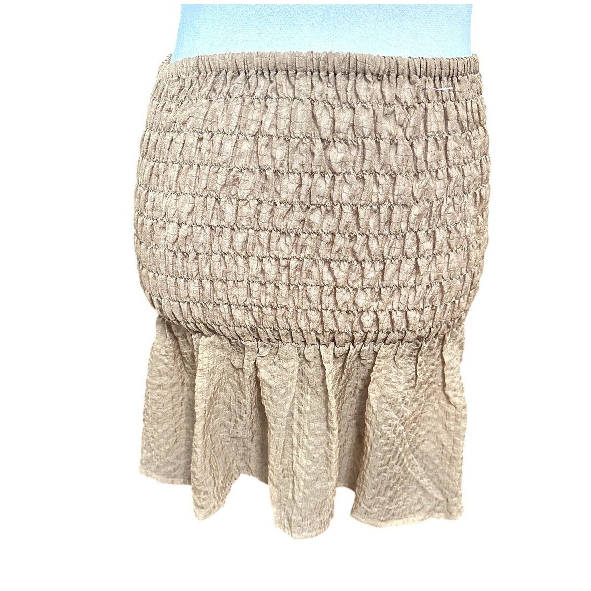 Other Open Edit Mini Skirt Sheer Fabric Smocked Ruffled Brown S Size 28" / US 6 / IT 42 - 3 Thumbnail