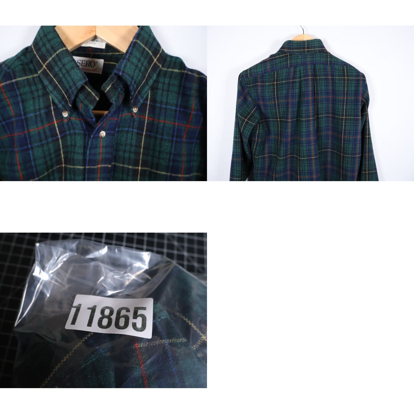 Vintage VTG 90s Sero Wool Blend Flannel Shirt Men's Medium Green Yellow Plaid Grunge Size US M / EU 48-50 / 2 - 9 Thumbnail