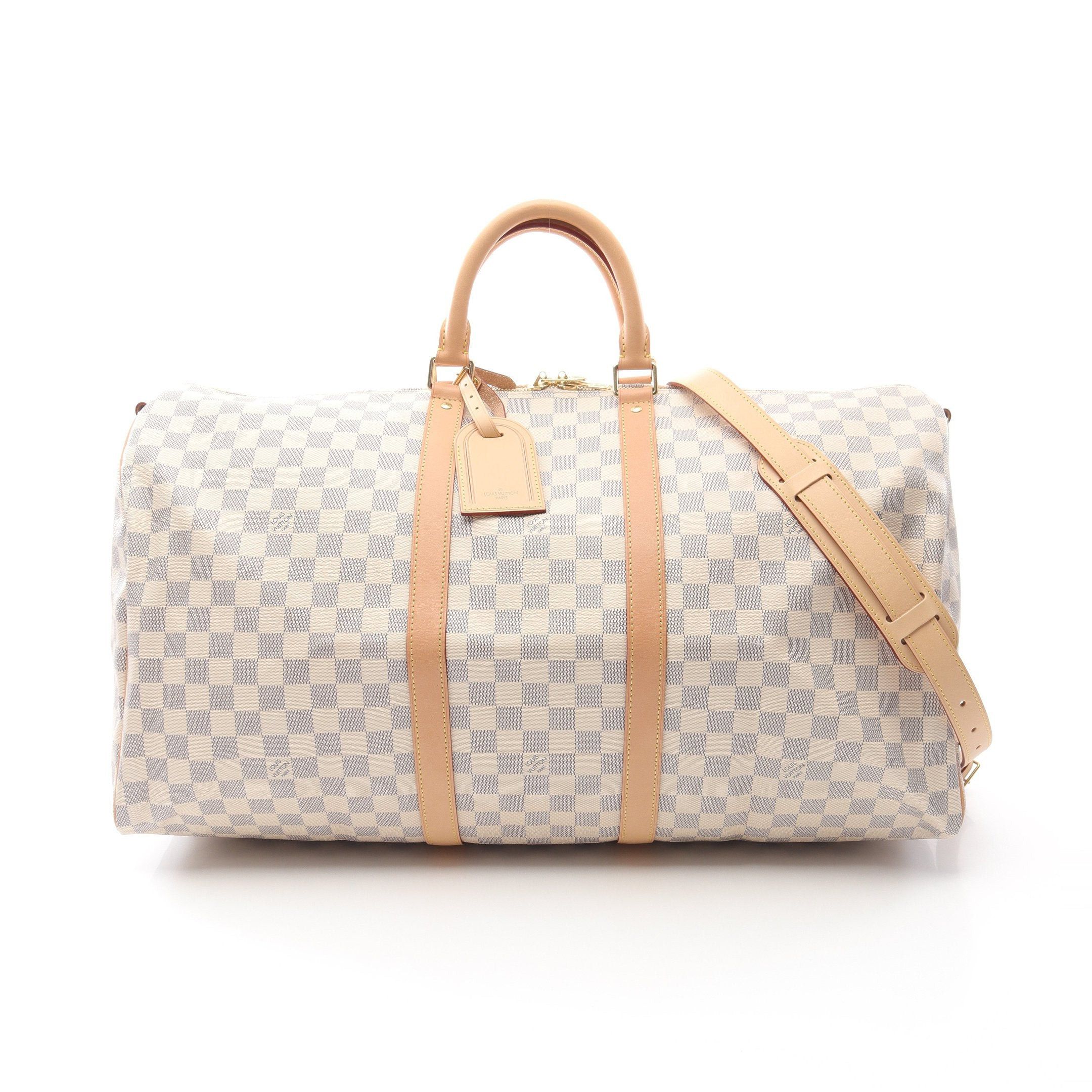 Louis Vuitton Louis Vuitton Keepall 55 Damier Azur Boston Bag Leather White Size ONE SIZE - 1 Thumbnail