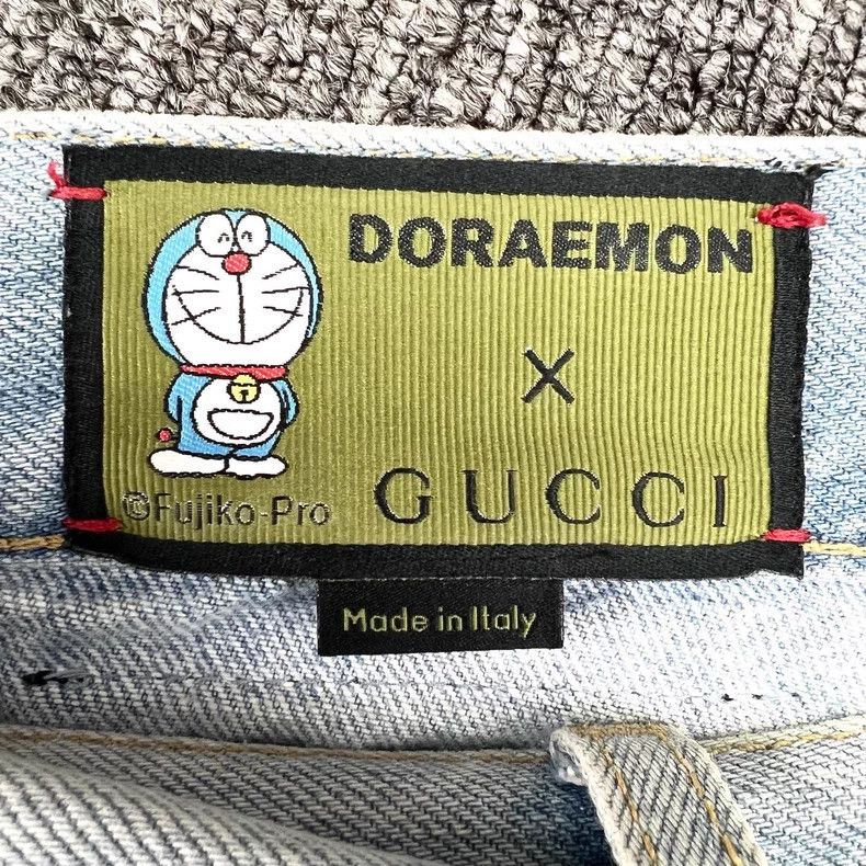 Gucci Gucci Blue cartoon embroidered mid-waist slim denim shorts Size 28" / US 6 / IT 42 - 6 Thumbnail