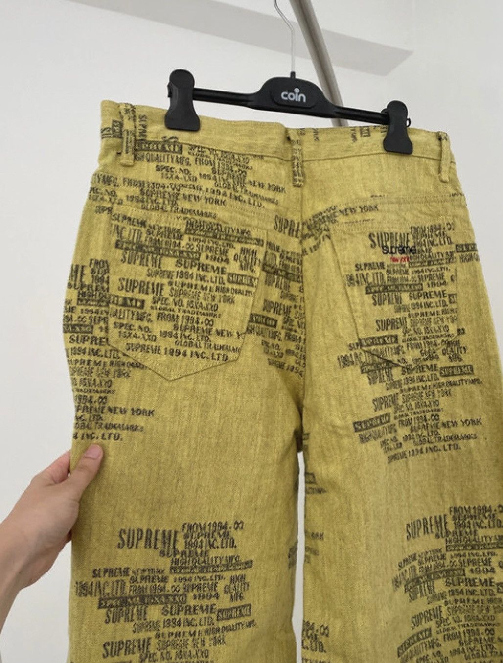 Supreme Supreme Trademark Jacquard Baggy Jean Yellow Washed Size US 30 / EU 46 - 9 Thumbnail
